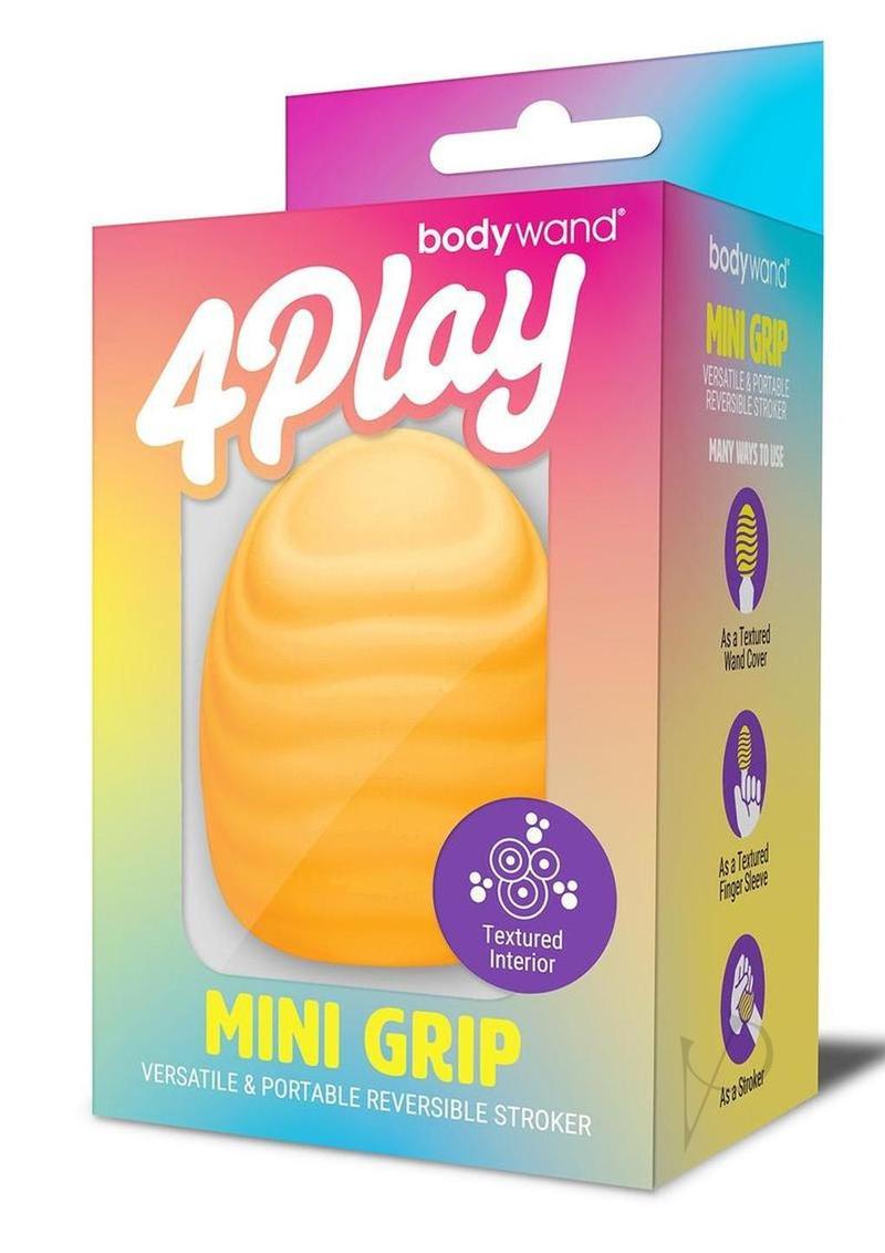 Bodywand 4Play Mini Grip Stroker Orange packaging showcasing its versatile design and textured interior.