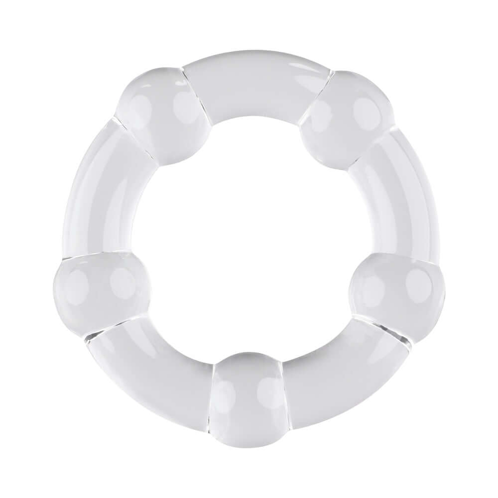 Selopa Erection Rings Cock Ring Set Clear showing a flexible and stretchy ring designed for comfort and support.