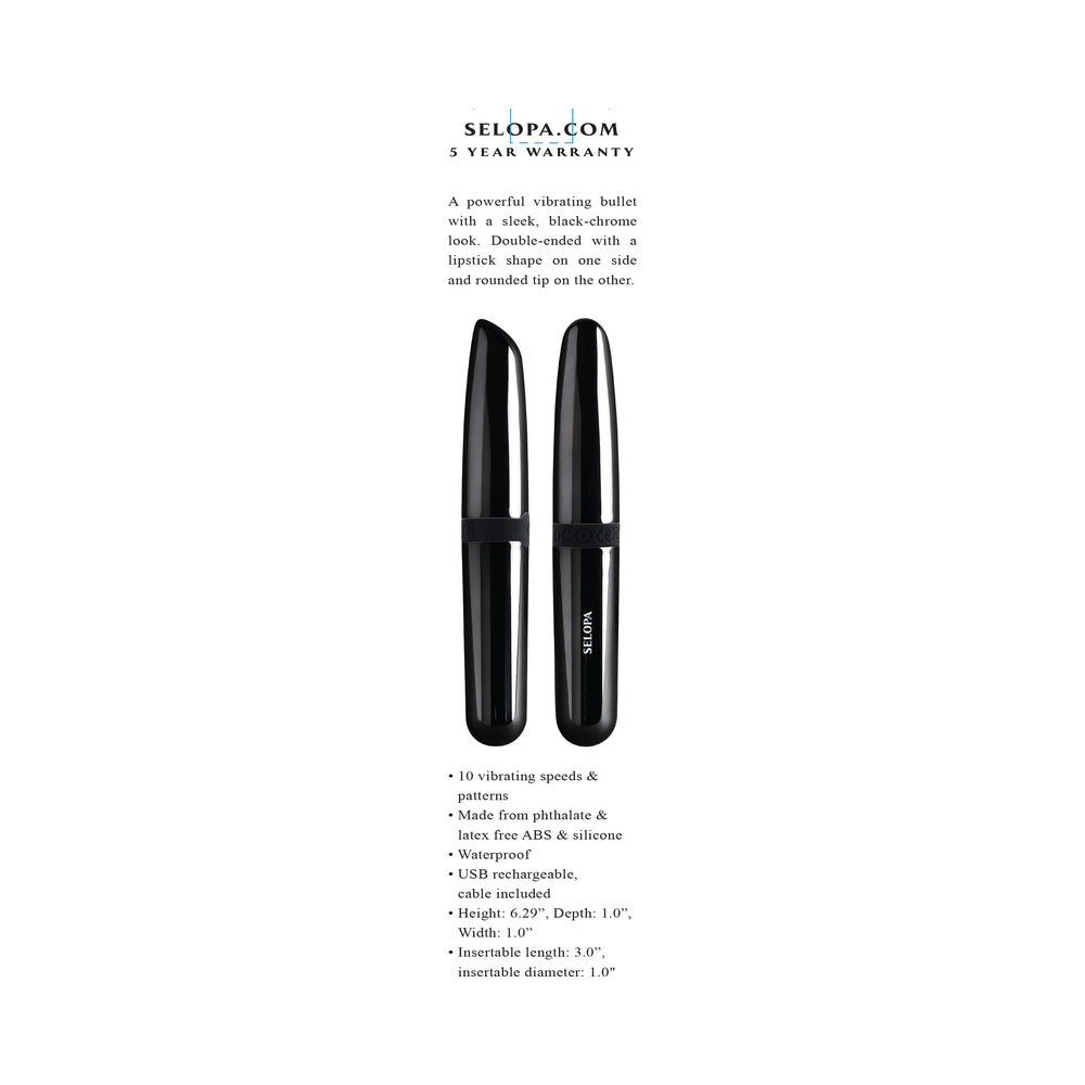 Selopa Buzz Buddy Rechargeable Vibe Silicone Black Chrome