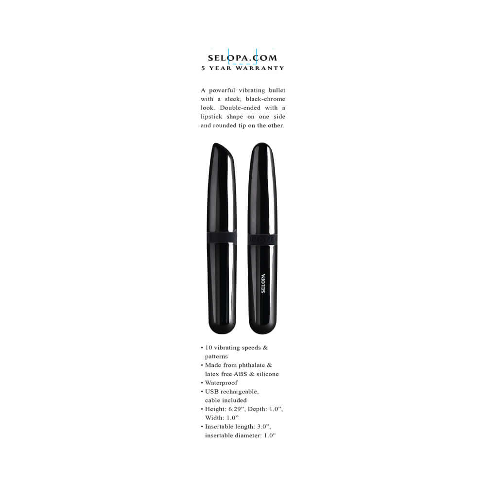 Selopa Buzz Buddy Rechargeable Vibe Silicone Black Chrome