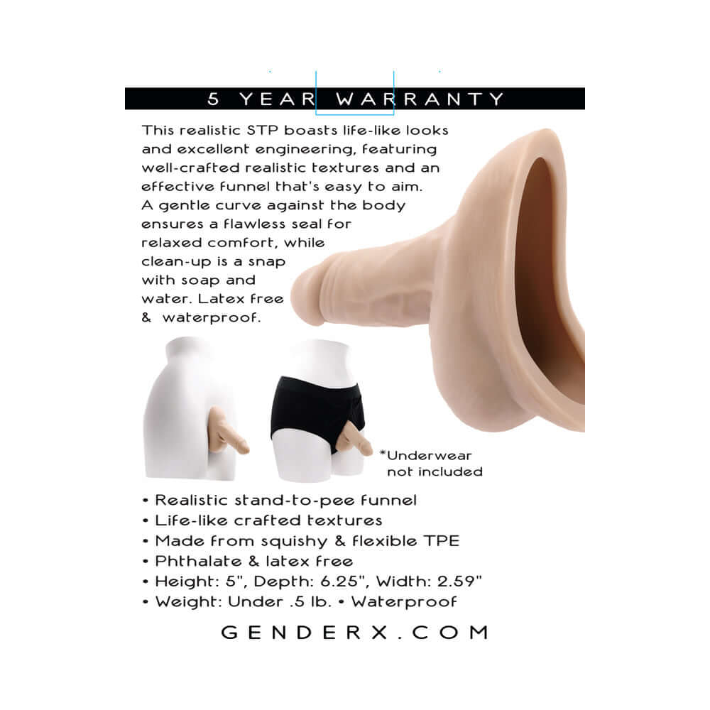 Gender X Stand To Pee TPE Light showcased with realistic textures, flexible TPE, and a comfortable fit.