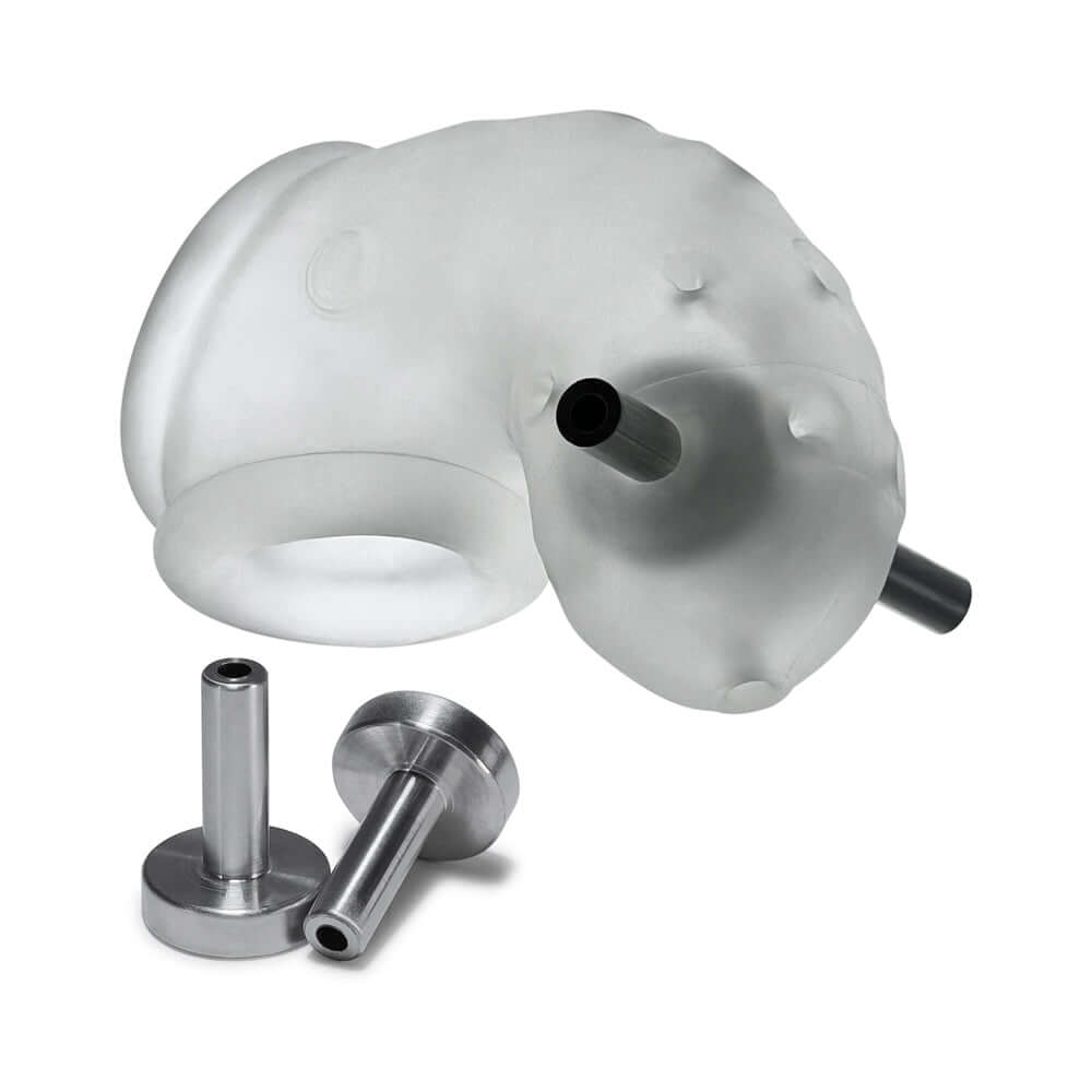 OxBalls Airlock Electro Air-Lite Vented Chastity Clear Ice