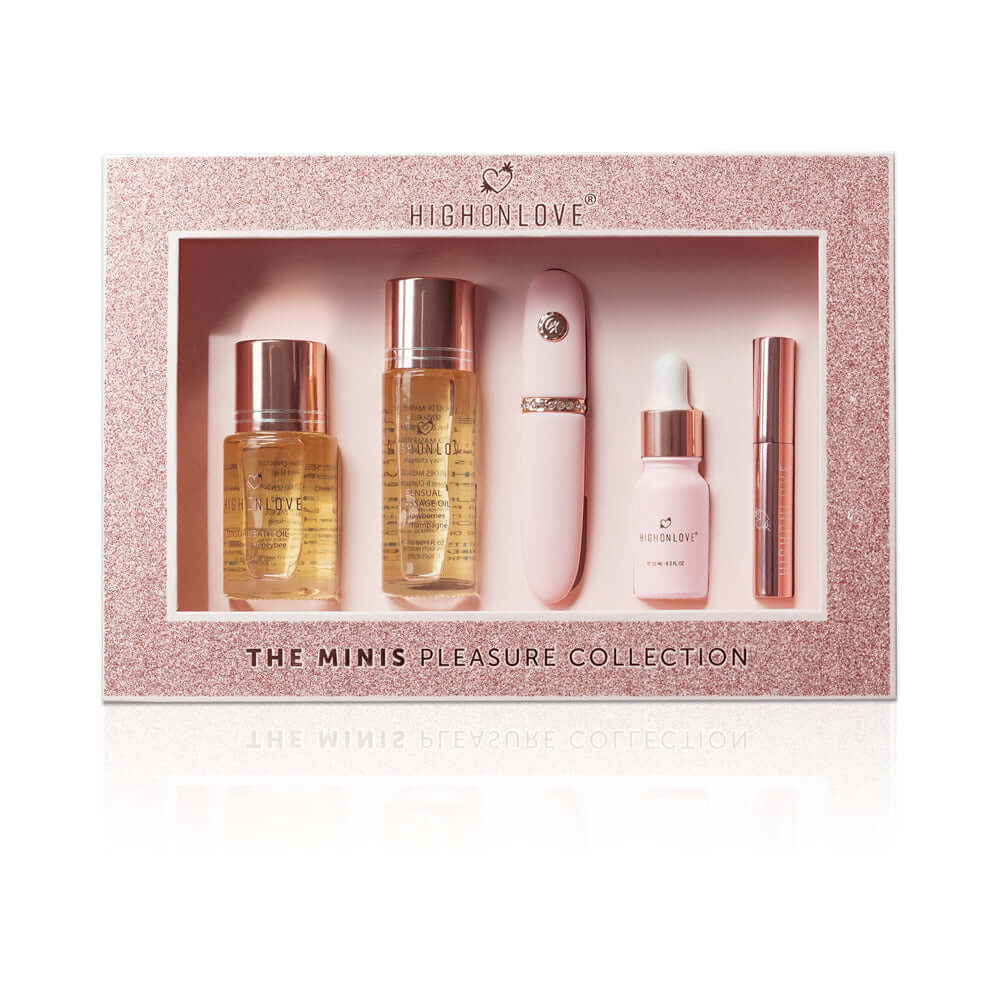 HighOnLove The Minis Pleasure Collection luxurious intimacy essentials set in elegant packaging.