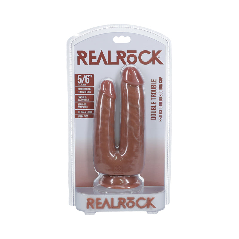 RealRock Double Trouble 5 inches / 6 inches Dildo Tan