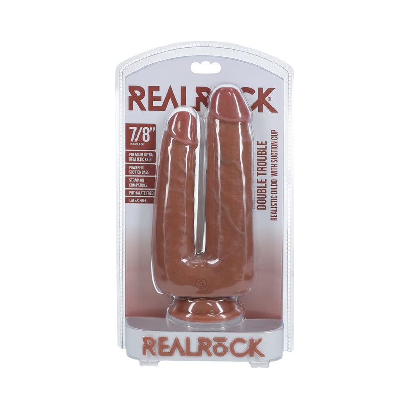 RealRock Double Trouble 7 inches / 8 inches Dildo Tan