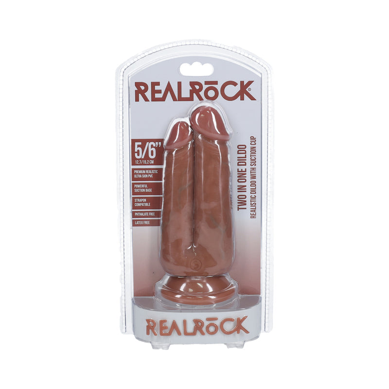 RealRock Two in One 5 inches / 6 inches Dildo Tan