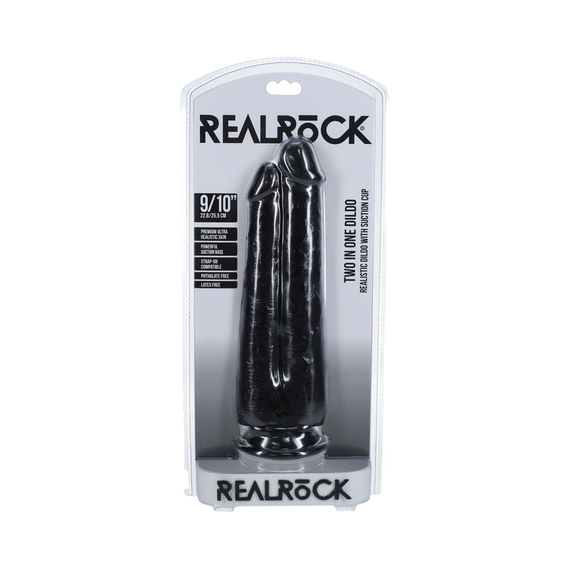 RealRock Two in One 9 inches / 10 inches Dildo Black