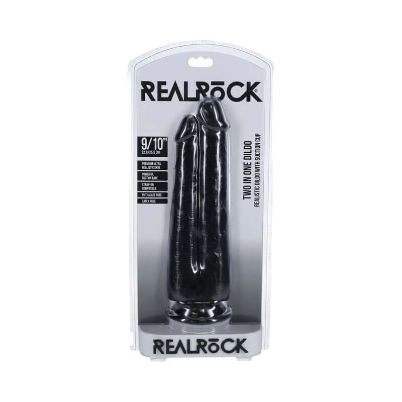 RealRock Two in One 9 inches / 10 inches Dildo Black