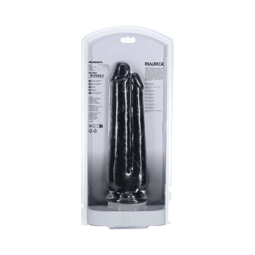 RealRock Two in One 9 inches / 10 inches Dildo Black
