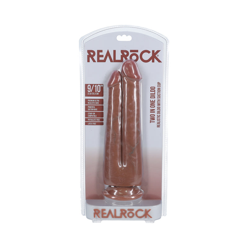 RealRock Two in One 9 inches / 10 inches Dildo Tan