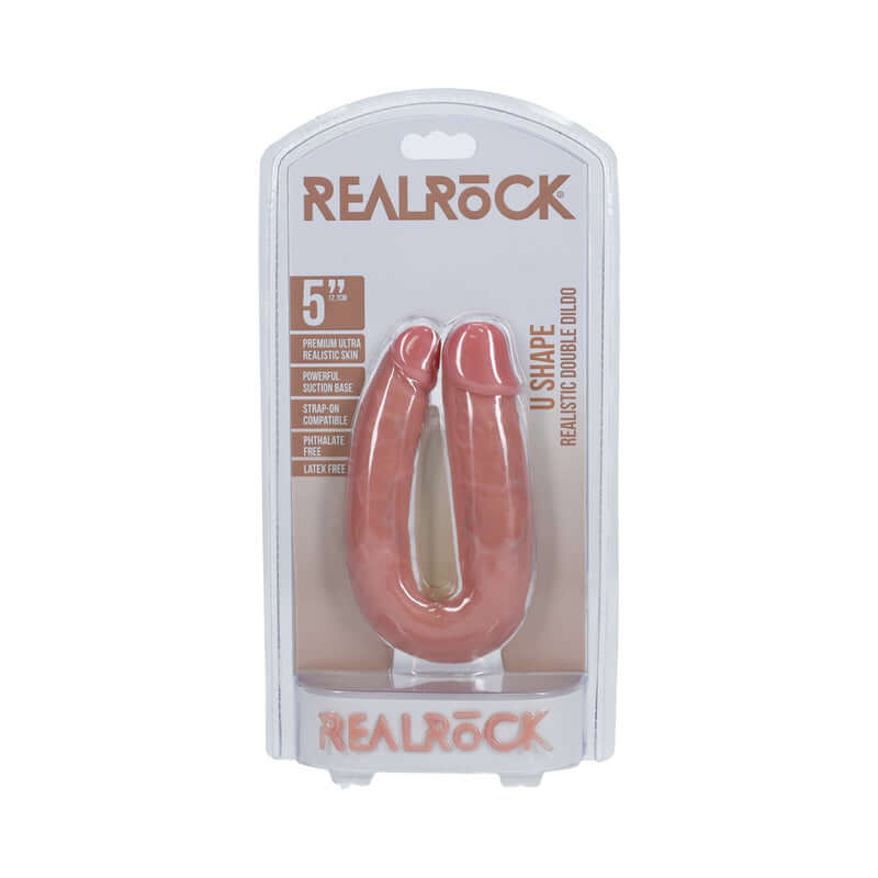 RealRock 5 inches U-Shaped Double Dildo Beige