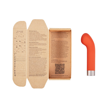 Love Not War Liebe Head Orange next to its packaging, showcasing a sleek design for G-spot stimulation.