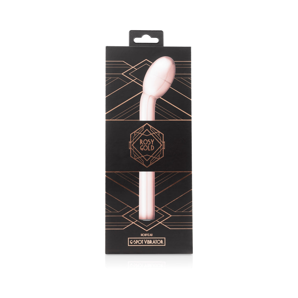 Rosy Gold Nouveau G-spot Vibrator packaging with elegant design and sleek rose gold accents.