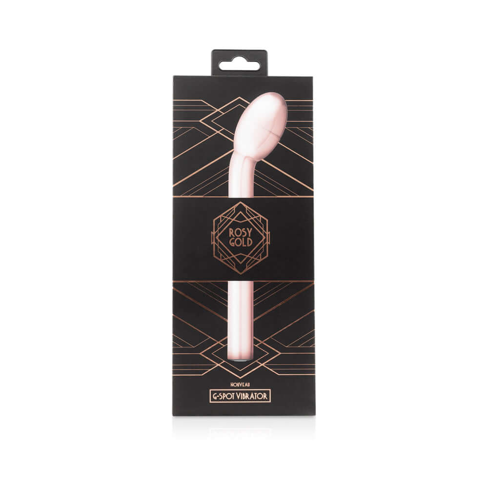Rosy Gold Nouveau G-spot Vibrator packaging with elegant design and sleek rose gold accents.