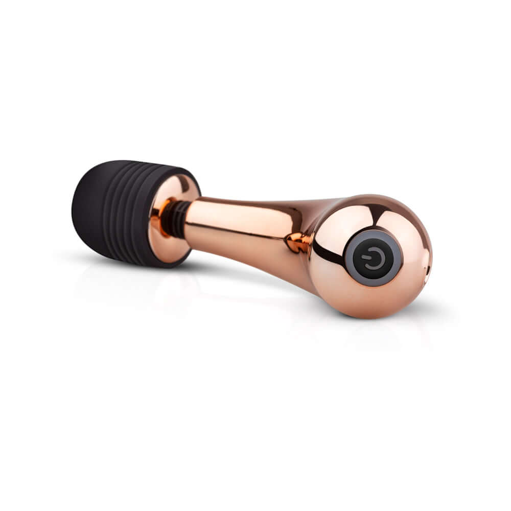 Rosy Gold Nouveau Mini Curve Wand Massager displaying a compact design with a sleek rosy gold finish.