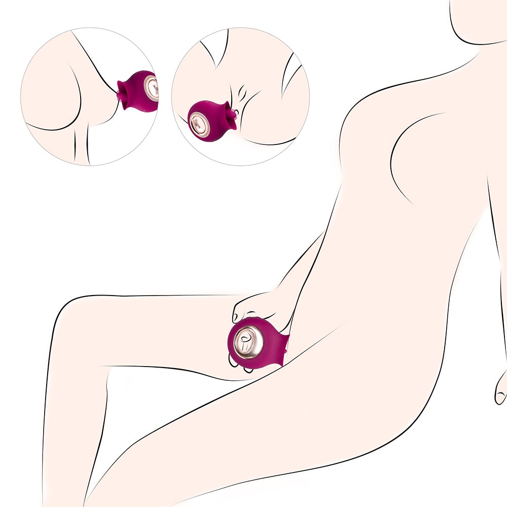 Honey Play Box Alvina Tongue Licking Clitoral Vibrator showcasing its flexible tongue-shaped tip in use.