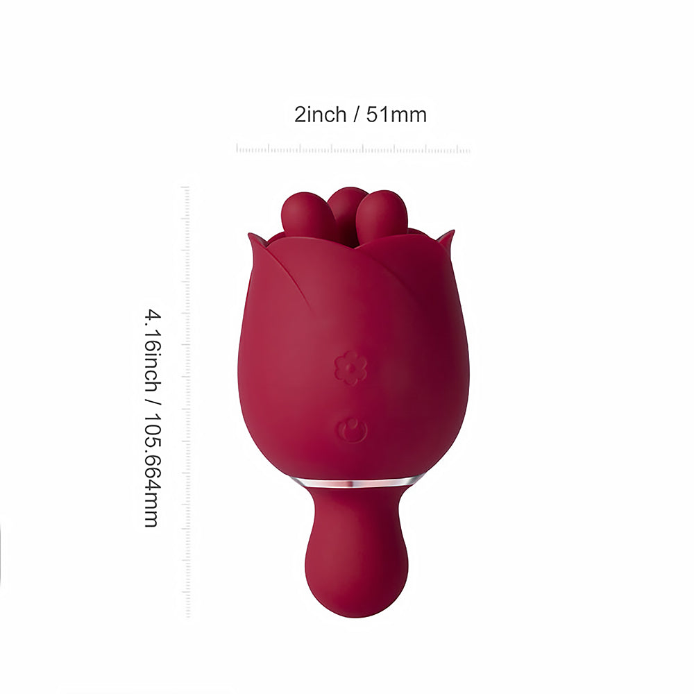 Honey Play Box Rosewyn Rotating Rose Vibrator and Pinpoint Stimulator Red