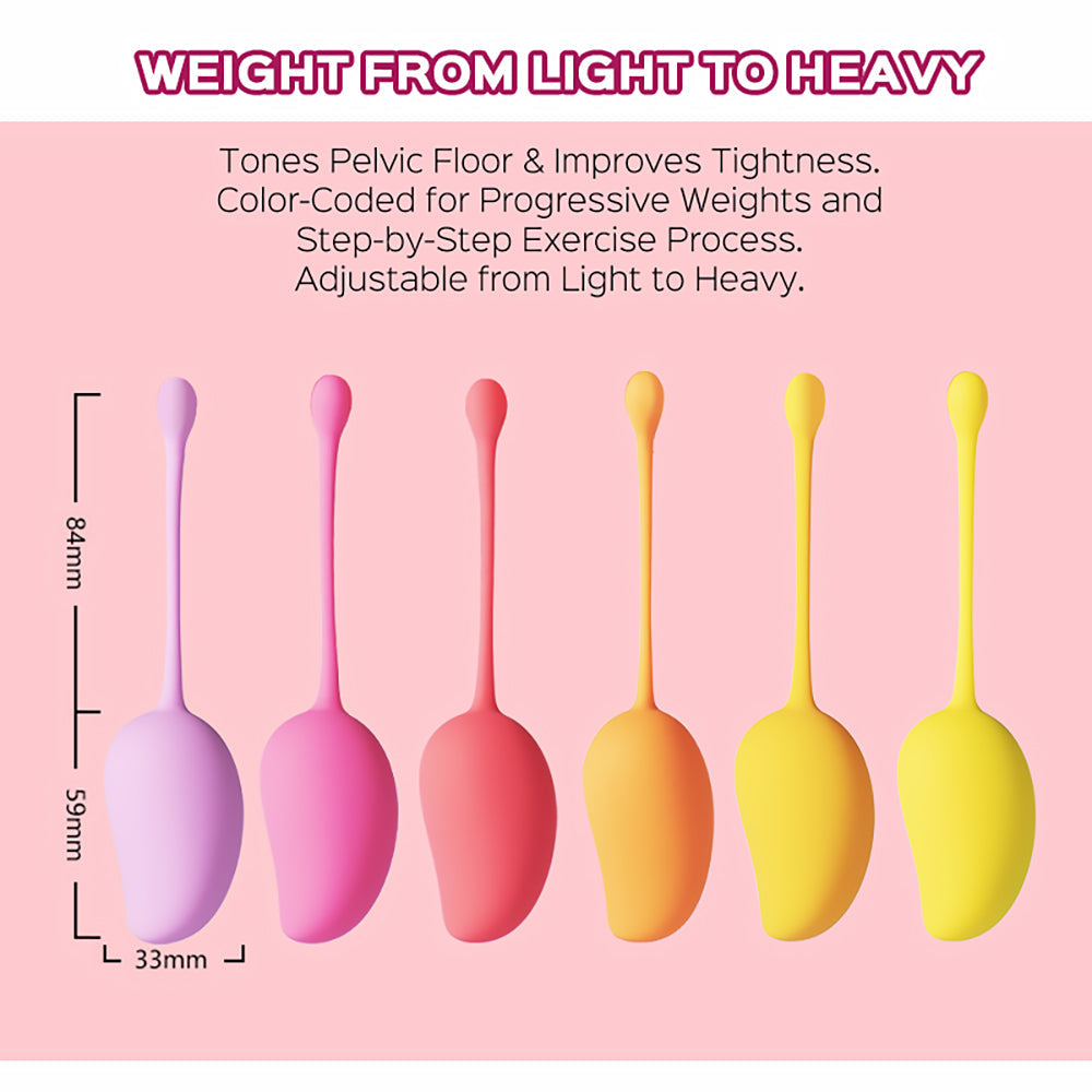 Honey Play Box Mango Tropical Weighted Kegel Ball 6-Piece Exercise Set Assorted Color