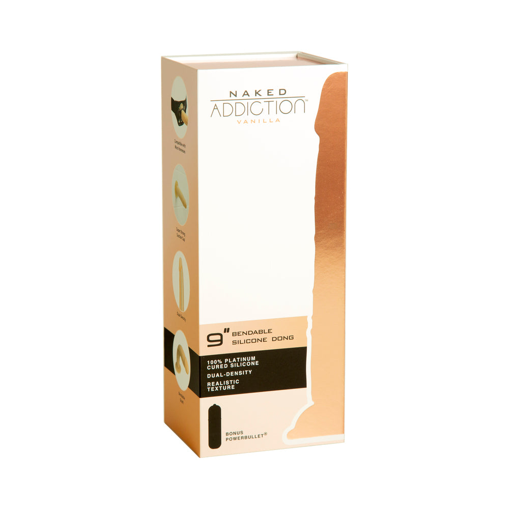 Naked Addiction Vanilla 9 inches Bendable Dual Density Silicone Dildo