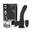Naked Addiction Noir 8.6 inch Rotating and Thrusting Dildo next to its packaging with remote control.