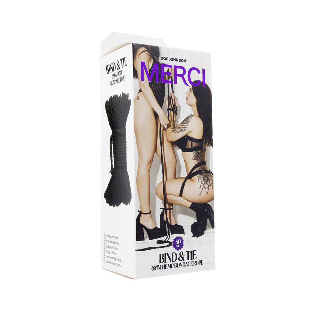 Merci Bind & Tie 6mm Hemp Bondage Rope 50 ' Black