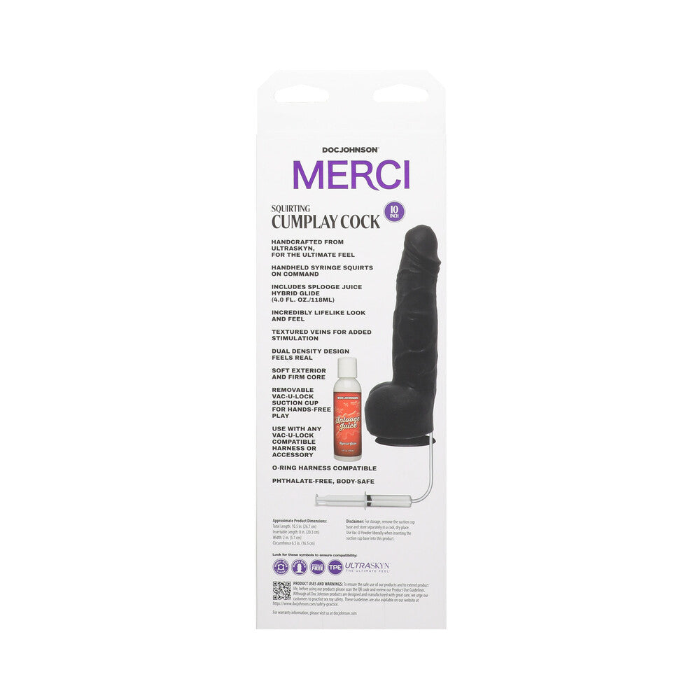 Merci Squirting Cumplay Cock 10 inches Dildo with Removable Vac-U-Lock Suction Cup