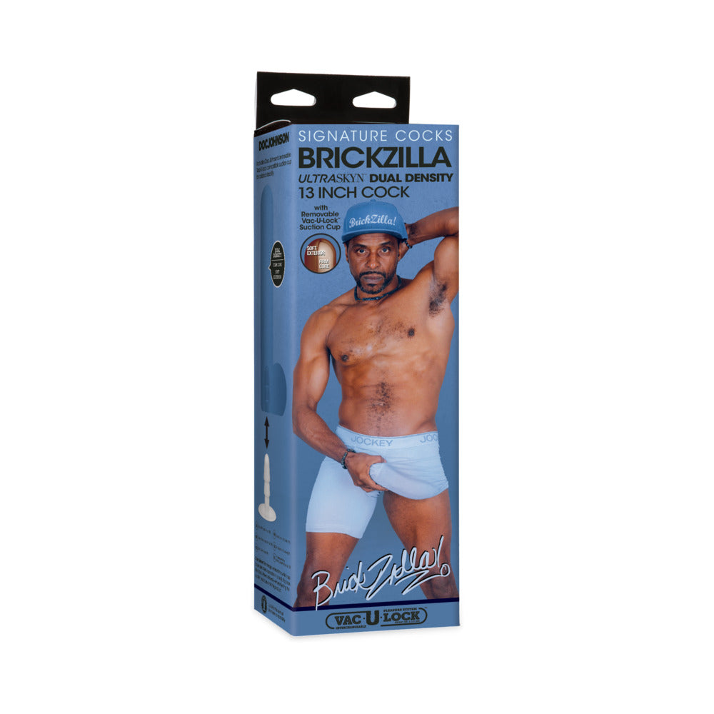 Signature Cocks Brickzilla ULTRASKYN Cock with Removable Vac-U-Lock Suction Cup 13 inches Chocolate