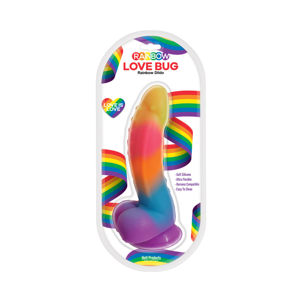 Rainbow Love Bug 7 inches Silicone Dildo