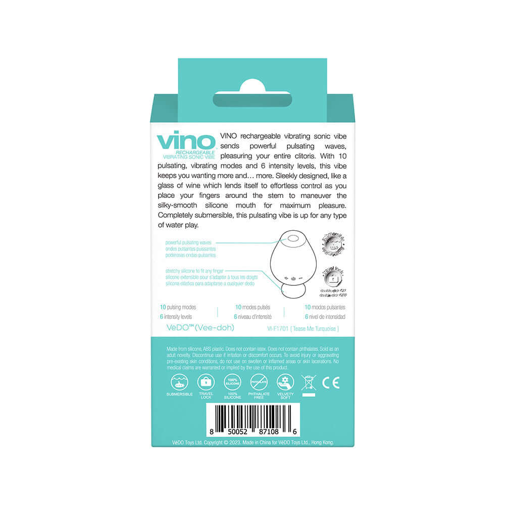 VeDO Vino Rechargeable Vibrating Sonic Vibe Turquoise
