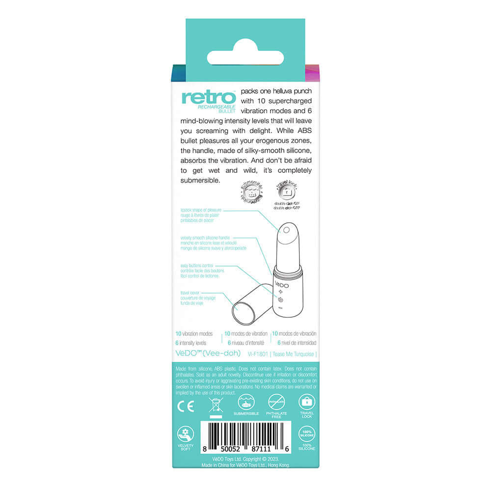 VeDO Retro Rechargeable Bullet Turquoise
