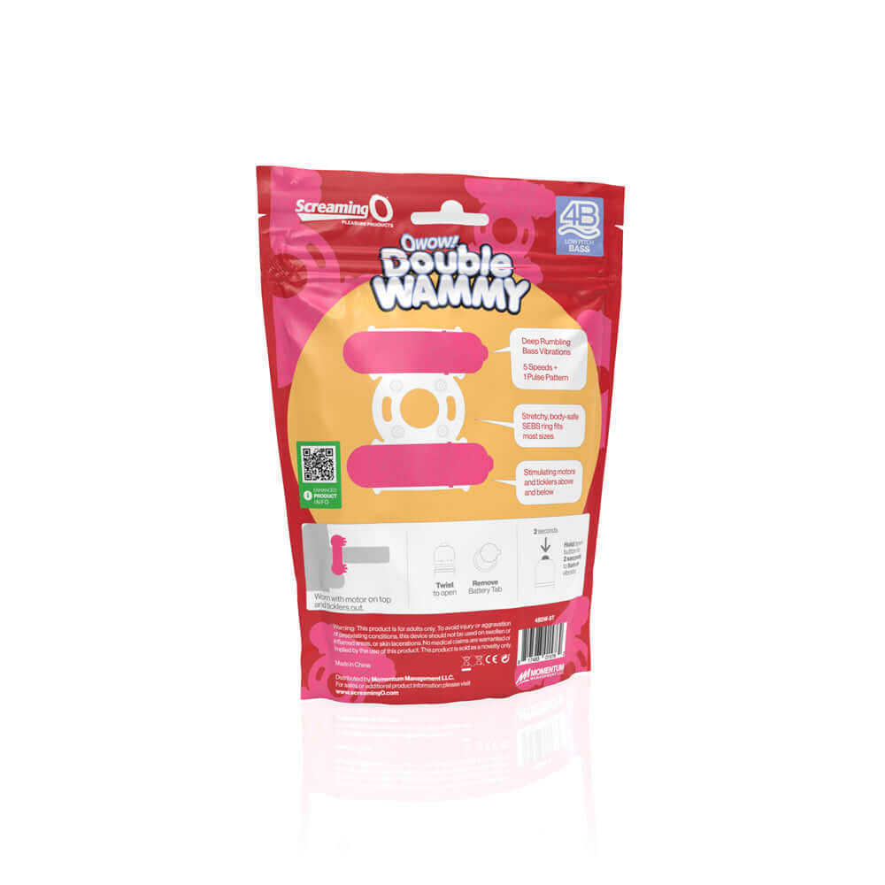Screaming O 4B Double Wammy Strawberry packaging with product details and features highlighted.