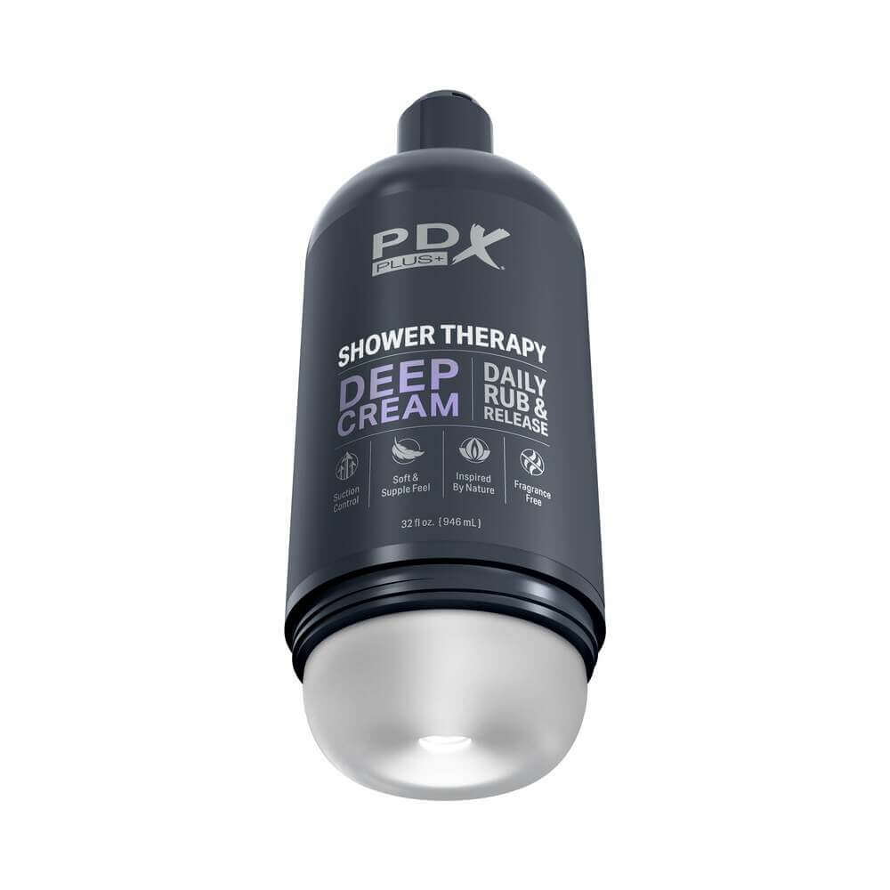 PDX Plus Shower Therapy Deep Cream Frost Discreet Stroker designed for pleasure and privacy in self-care.