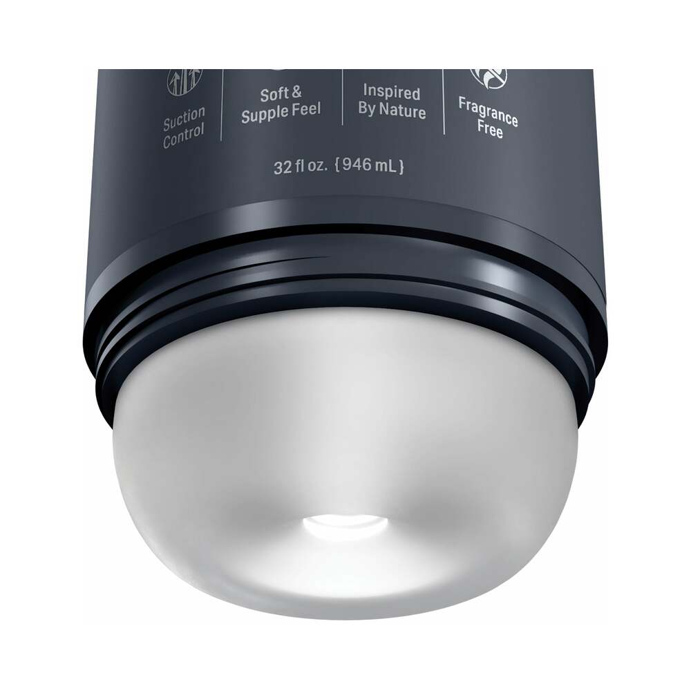 PDX Plus Shower Therapy Deep Cream Frost Discreet Stroker product detail showing the suction control and design features.