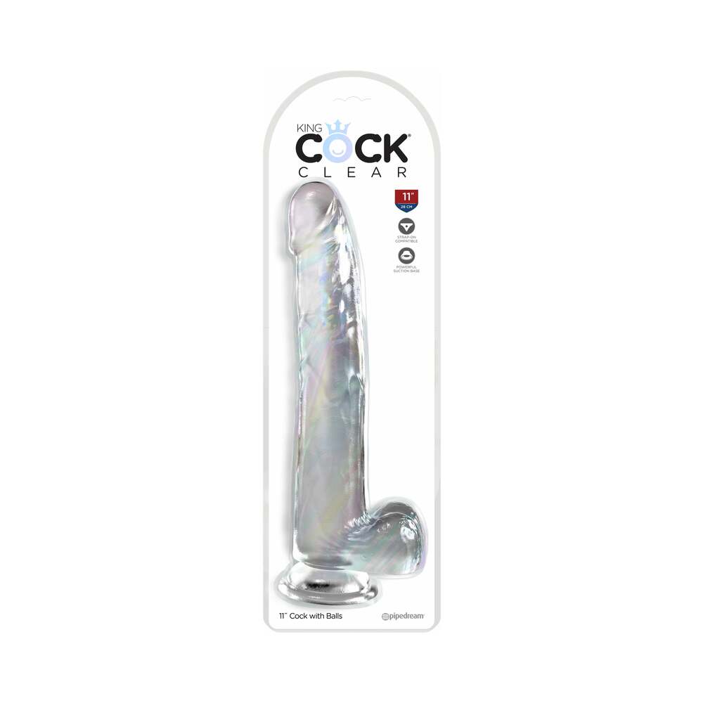 King Cock Clear with Balls 11 inches Clear Dildo