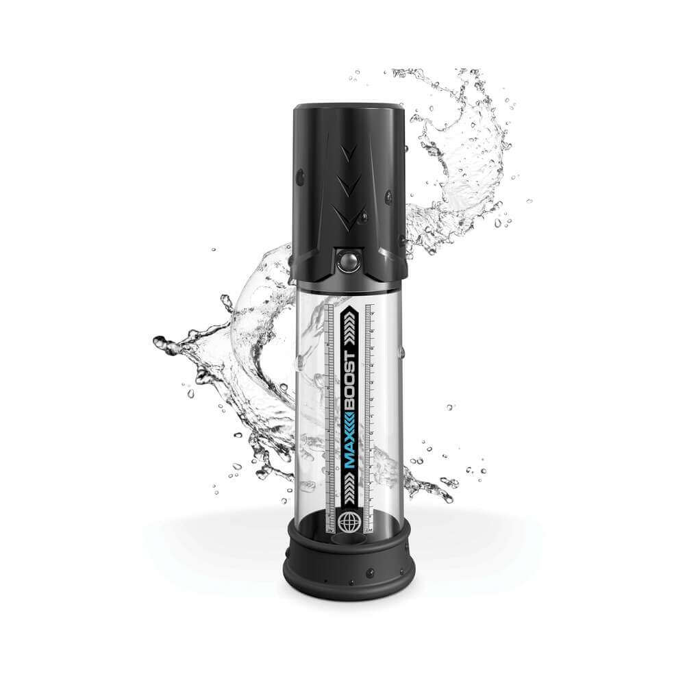 Pump Worx Max Boost Penis Pump with a crystal-clear measurement tube and innovative piston-action system.
