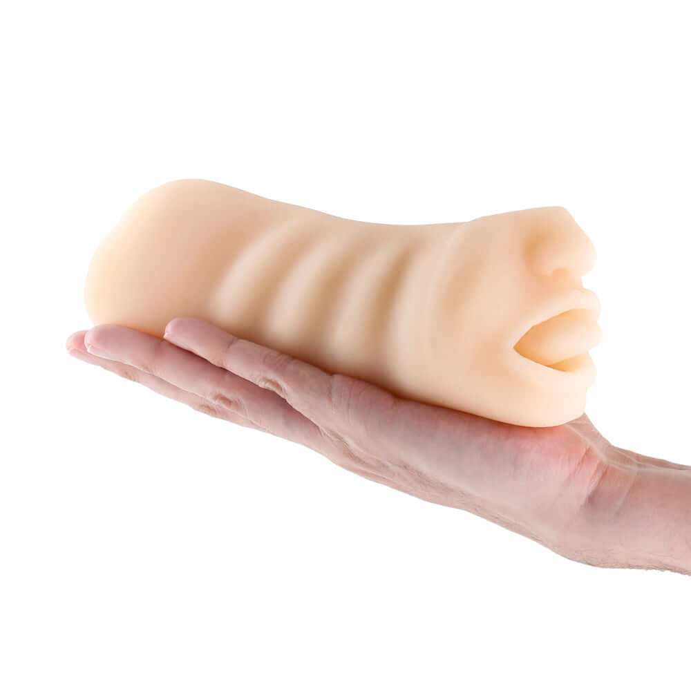 Hustler Barely Legal Harley Stroker in hand, showcasing realistic design and flexible materials for enhanced pleasure.
