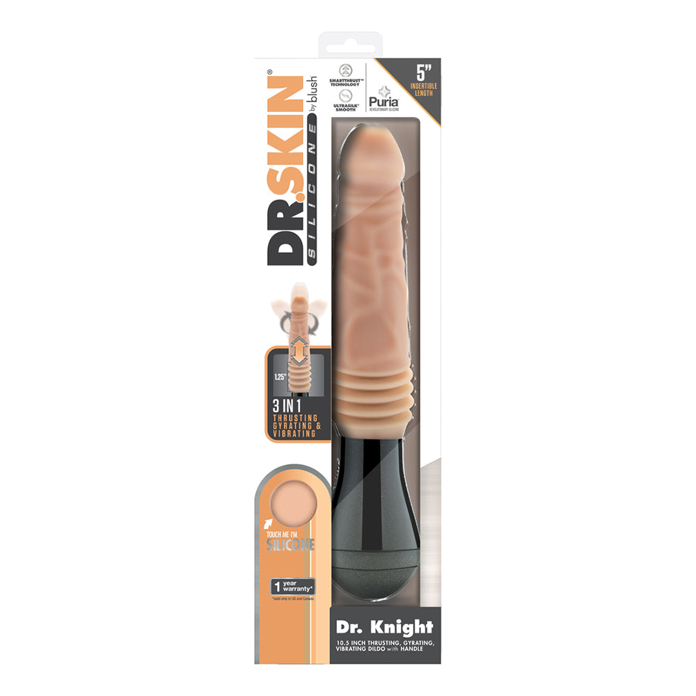 Dr. Skin Silicone Dr. Knight Thrusting Gyrating Vibrating Dildo Beige