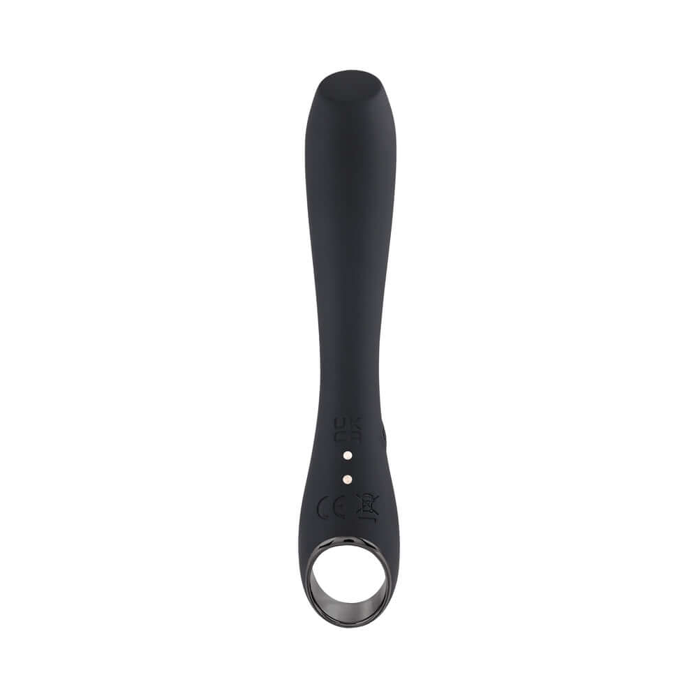 Playboy Olio Rechargeable Silicone Mini Vibrator Black featuring a sleek black design and ergonomic grip for precision stimulation.