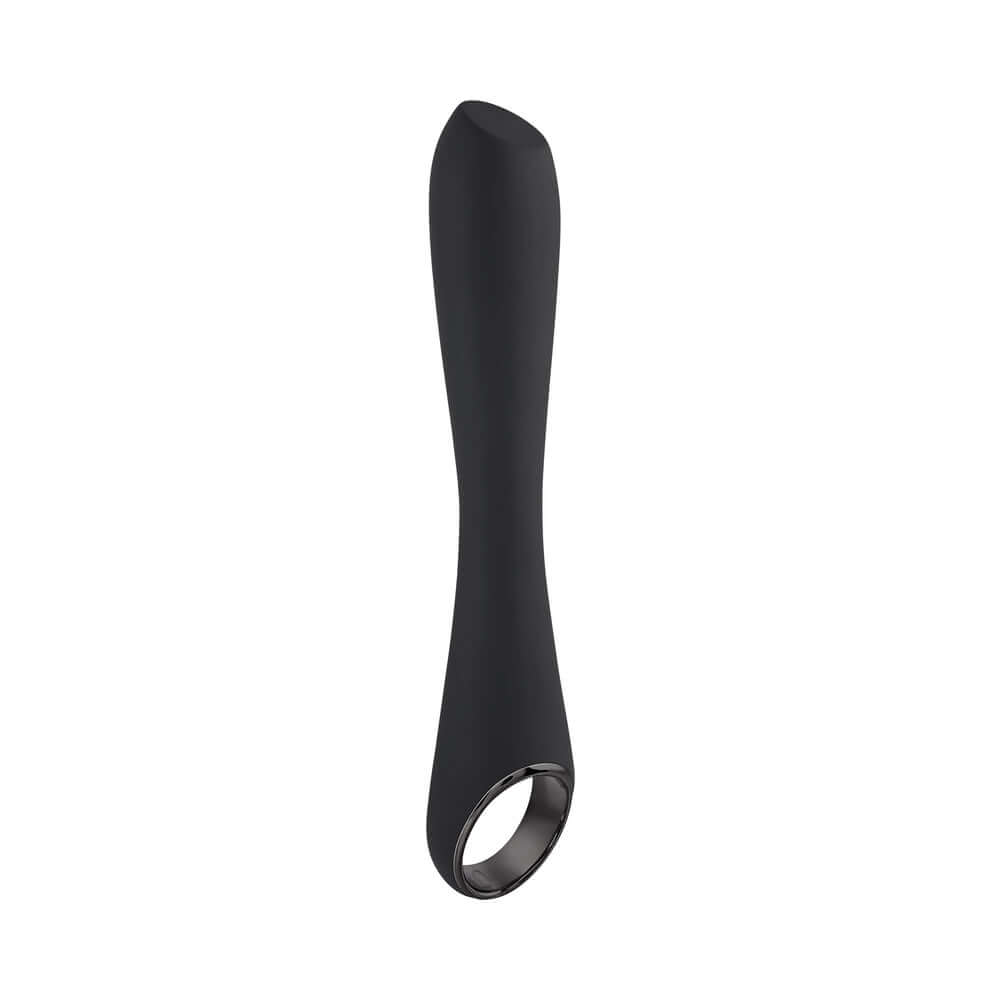 Playboy Olio Rechargeable Silicone Mini Vibrator Black in sleek black design with ergonomic grip for precision stimulation.