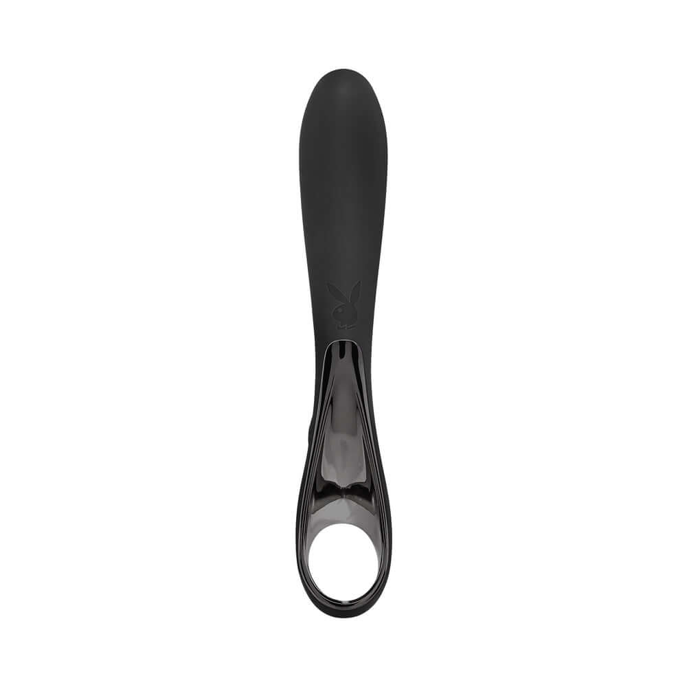 Playboy Olio Rechargeable Silicone Mini Vibrator Black, designed for precision and powerful stimulation.