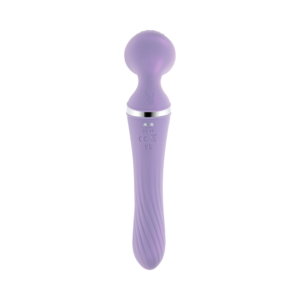 Playboy Vibrato Rechargeable Silicone Dual Ended Wand Vibrator Opal