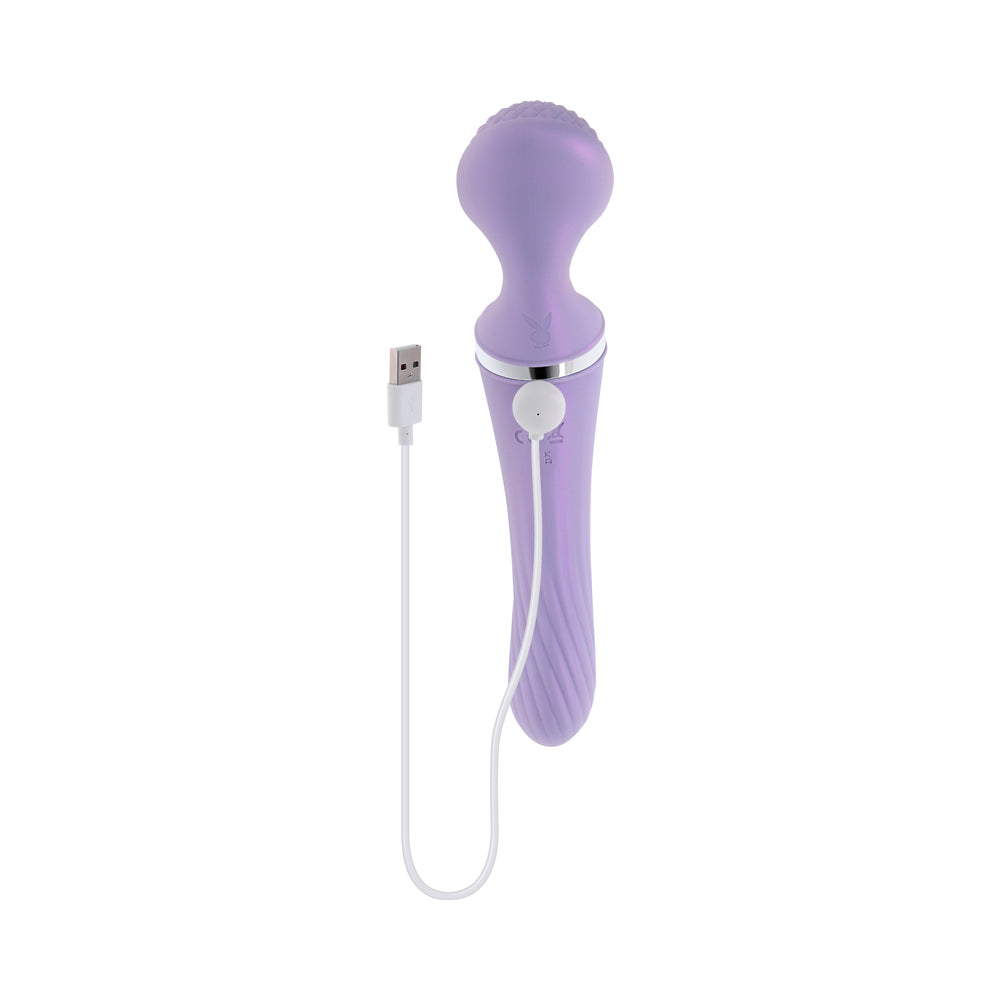 Playboy Vibrato Rechargeable Silicone Dual Ended Wand Vibrator Opal