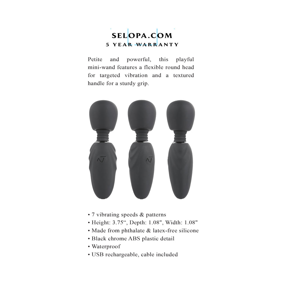 Selopa Buzz One Out Rechargeable Silicone Mini Wand Vibrator Black