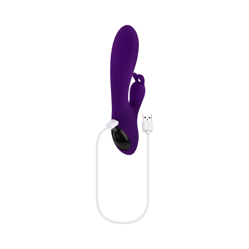 Playboy On Repeat Rechargeable Silicone Rotating Rabbit Vibrator Purple