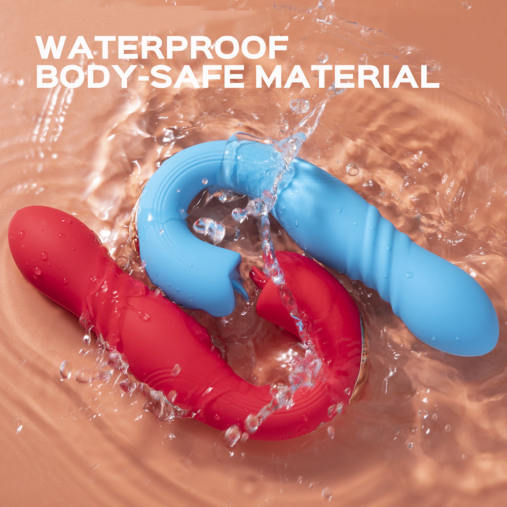 Honey Play Box Joi Thrust App Controlled Thrusting G-spot Vibrator & Tongue Clit Licker Red