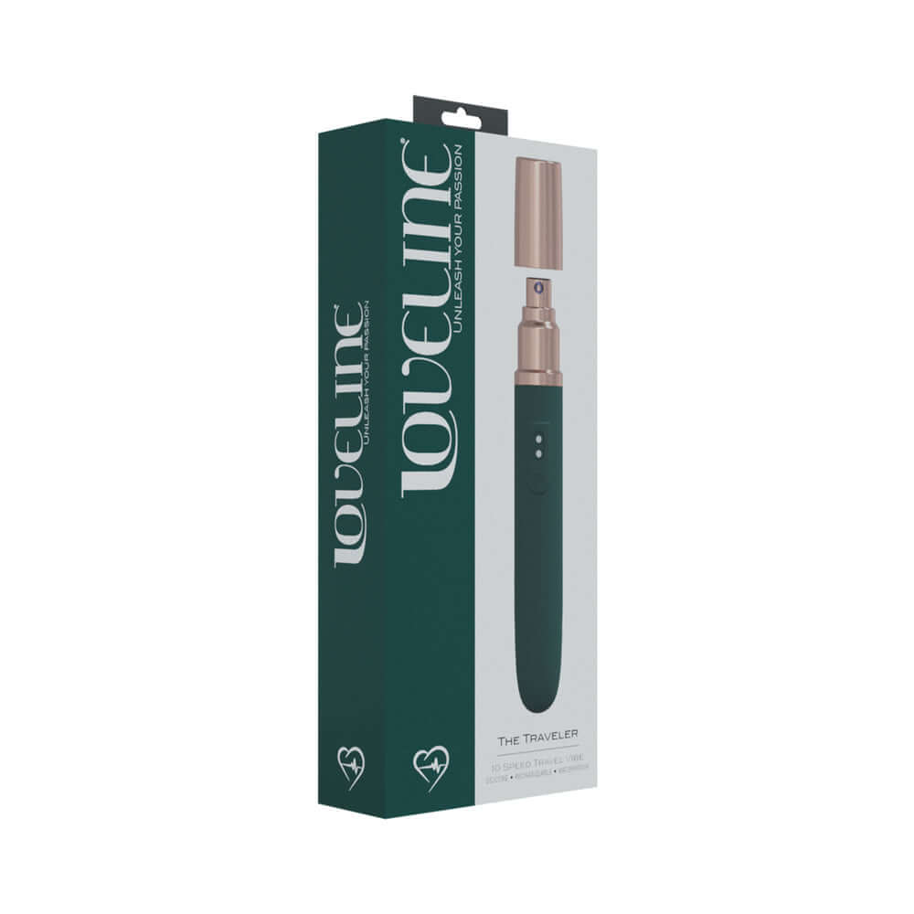 LoveLine The Traveler 10 Speed Travel Vibe Silicone Rechargeable Waterproof Forest Green