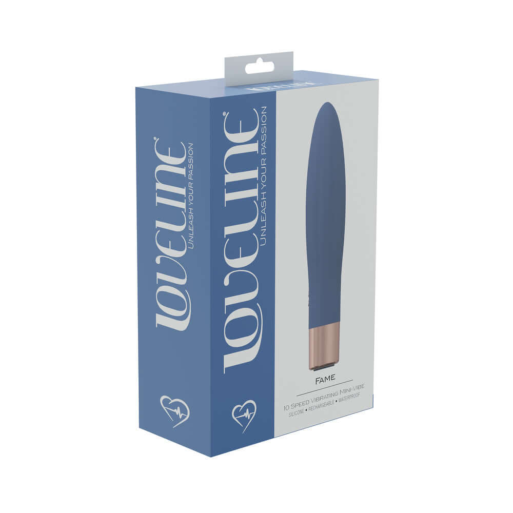 LoveLine Fame 10 Speed Mini-Vibe Silicone Rechargeable Waterproof Blue/Grey