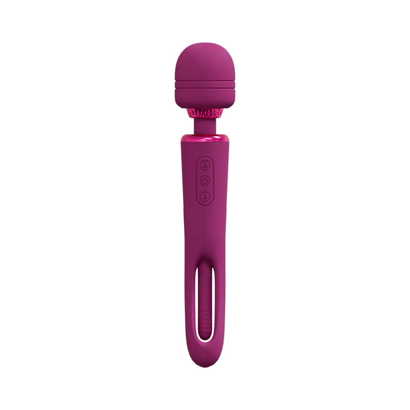 VIVE KIKU Rechargeable Double Ended Wand with Innovative G-Spot Flapping Stimulator Pink