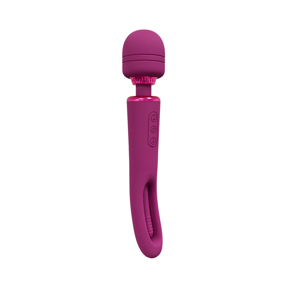 VIVE KIKU Rechargeable Double Ended Wand with Innovative G-Spot Flapping Stimulator Pink