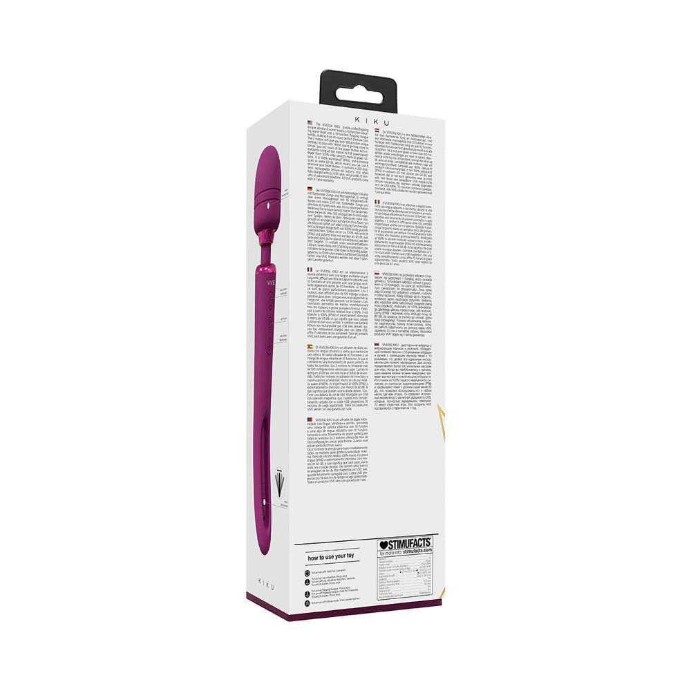 VIVE KIKU Rechargeable Double Ended Wand with Innovative G-Spot Flapping Stimulator Pink